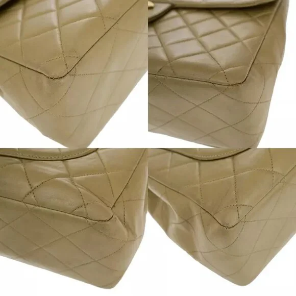 CHANEL CC Matelasse 30 Chain Shoulder Bag Leather Beige GHW Vintage Shoulder Bags